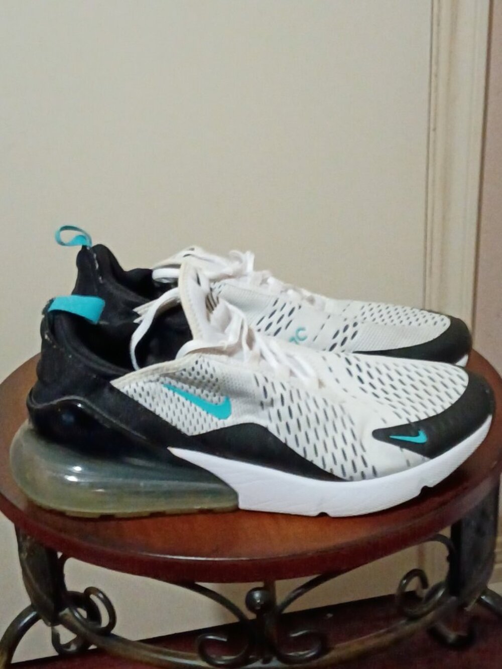 Nike Air Max 270 Dusty Cactus AH8050-001 Mens Sz 9.5 Black White Teal Athletic